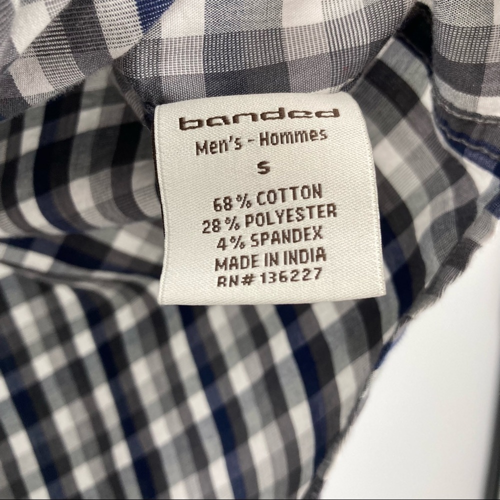 Banded Plaid Short Sleeve Button Up Shirt Small - Picture 6 of 11